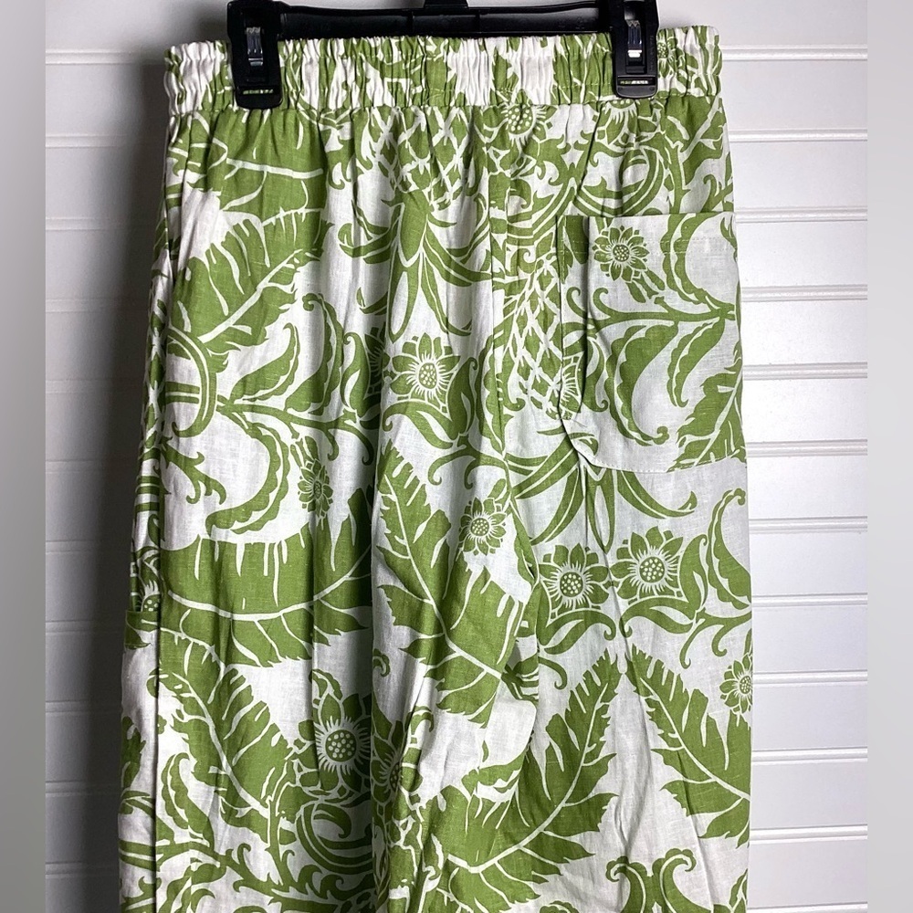 Rachel Zoe NWT Leafy Green and White print Linen Blend Joggers Size XS - Picture 5 of 12